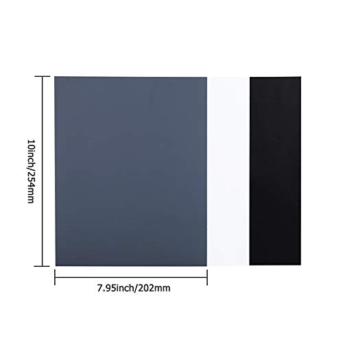 Juego de Tarjetas de Equilibrio de tamaño A4 3 en 1, Color Gris, 18% Blanco, para cámaras réflex Digitales, Tarjeta de calibración con Funda de Transporte, Impermeable para Canon Nikon Sony