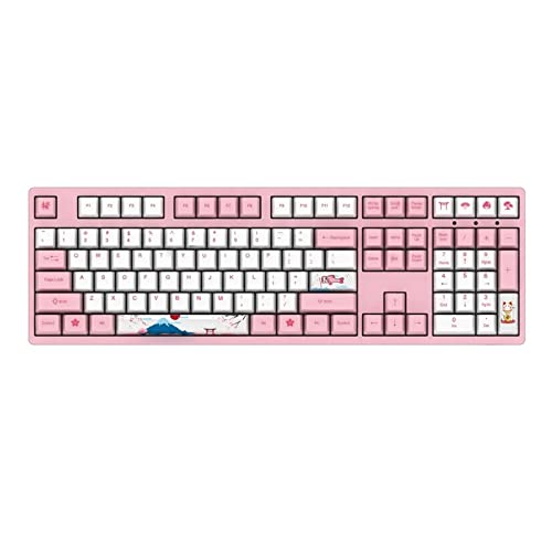 Juego de Teclas 114 Keys World Tour - Juego De Llaves De Tokio OEM Perfil Pbjon Tecla De Tintesub Diseño Interesante (Color : White+Pink, Size : 114 Keys)