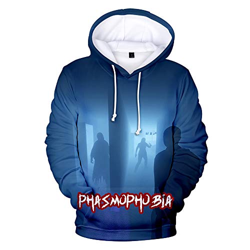 Juego de Terror Phasmophobia Unisex 3D Impreso con Capucha pulóver Sudadera Manga Larga Prendas de Vestir para Hombres Mujeres Adolescentes