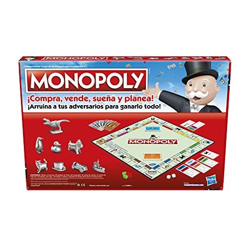 Juego Monopoly, Juego de Mesa clásico para la Familia de 2 a 6 Jugadores, para niños a Partir de 8 años