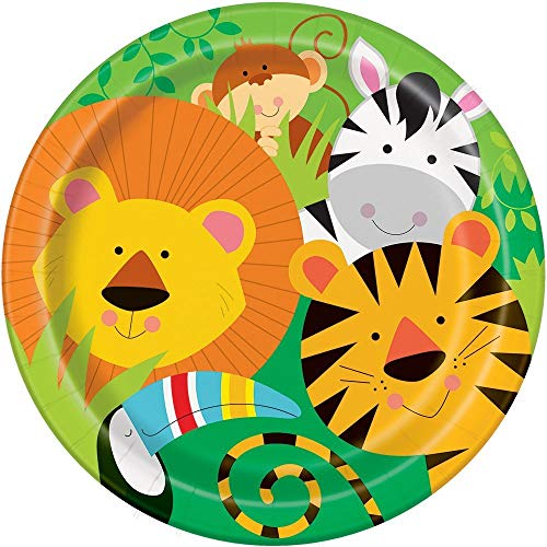 Jungle Animal Party Supplies Vajilla para 16 niños Fiesta de cumpleaños-16 Platos 16 Tazas 16 servilletas 1 Mantel con Globos Gratis Velas Bomba de Globo
