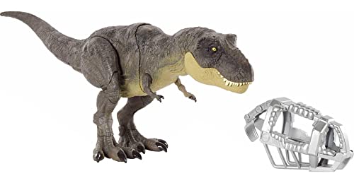 Jurassic World Dinosaurio T-Rex Pisa y Ataca Figura de juguete articulada con sonidos, para niños Mattel GYW84