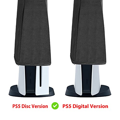 JUSPRO Protector de polvo para PS5, antiarañazos, compatible con PlayStation 5, edición digital y edición normal, color negro