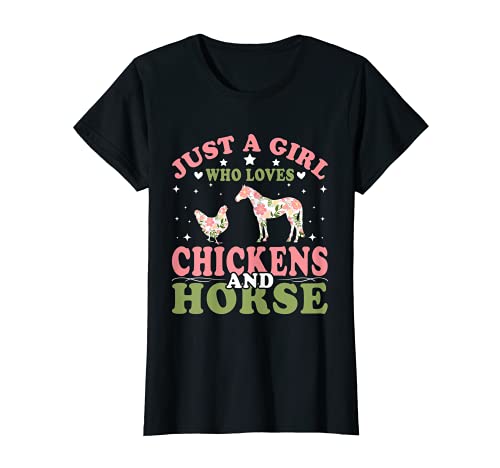 Just A Girl Who Loves Chickens & Horse - Funny Girl Chicken Camiseta