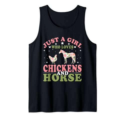 Just A Girl Who Loves Chickens & Horse - Funny Girl Chicken Camiseta sin Mangas
