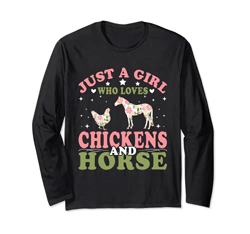 Just A Girl Who Loves Chickens & Horse - Funny Girl Chicken Manga Larga
