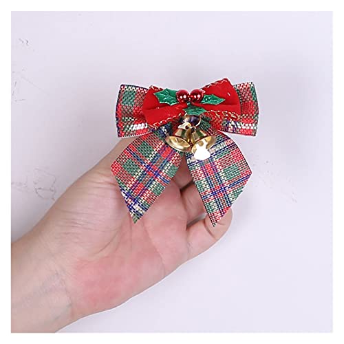 JUSTWEIXING Arcos de Navidad 12 unids/Pack Ropa de Cama Mini Arco Árbol de Navidad Decoración Hoja Jingle Bell Bow Decoraciones Navidad Adornos Bowknot Crafts (Color : Grid 2)