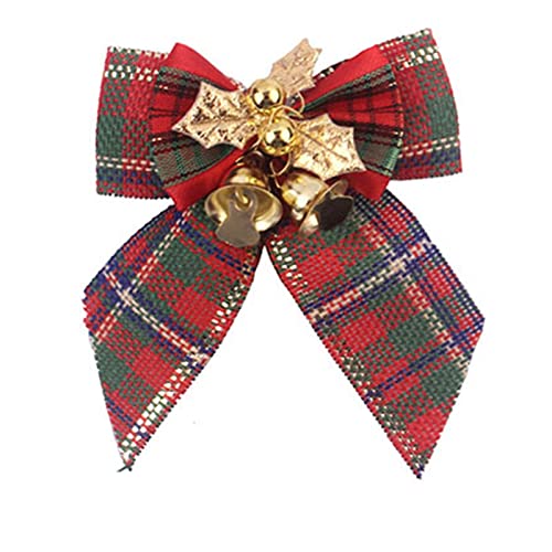 JUSTWEIXING Arcos de Navidad 12 unids/Pack Ropa de Cama Mini Arco Árbol de Navidad Decoración Hoja Jingle Bell Bow Decoraciones Navidad Adornos Bowknot Crafts (Color : Grid 2)