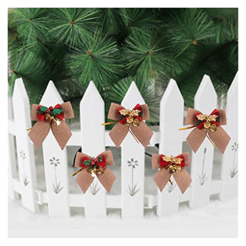 JUSTWEIXING Arcos de Navidad 12 unids/Pack Ropa de Cama Mini Arco Árbol de Navidad Decoración Hoja Jingle Bell Bow Decoraciones Navidad Adornos Bowknot Crafts (Color : Grid 2)