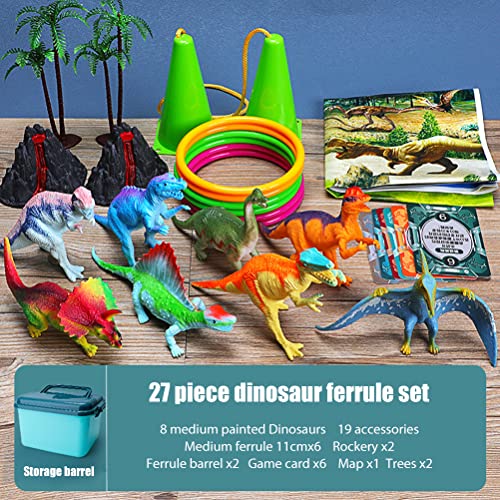 juzixiaodian Mini figuras de dinosaurio juguetes para niños, juego de rompecabezas de anillo de lanzamiento de bebé, juguete interactivo de plástico para niños para interiores