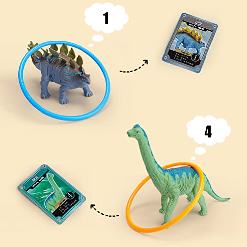 juzixiaodian Mini figuras de dinosaurio juguetes para niños, juego de rompecabezas de anillo de lanzamiento de bebé, juguete interactivo de plástico para niños para interiores