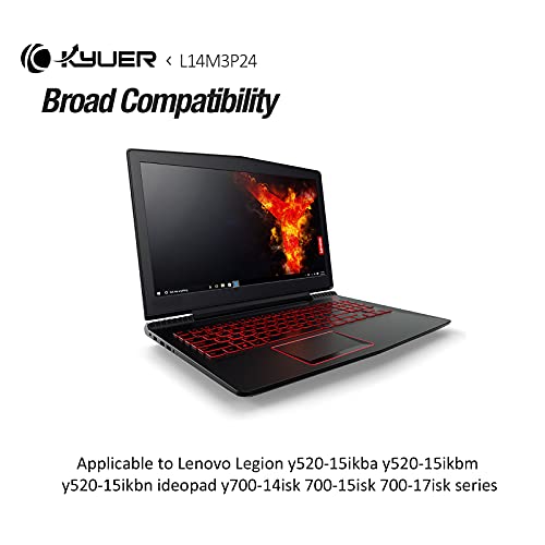 K KYUER 45WH L14M3P24 - Batería para portátil Lenovo IdeaPad Y700-14ISK 700-15ISK 700-17ISK Lenovo Legion Y520-15IKBA Y520-15IKBN L14M3P24 5B10H4 1180 L14S3P24 L16S3P24 5B10M41935 L16M3P24
