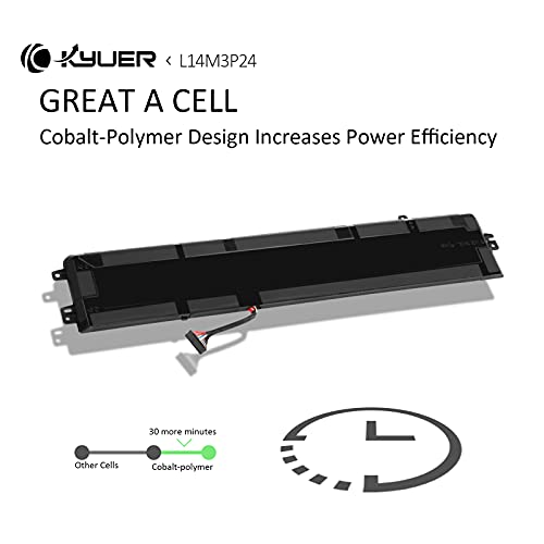 K KYUER 45WH L14M3P24 - Batería para portátil Lenovo IdeaPad Y700-14ISK 700-15ISK 700-17ISK Lenovo Legion Y520-15IKBA Y520-15IKBN L14M3P24 5B10H4 1180 L14S3P24 L16S3P24 5B10M41935 L16M3P24