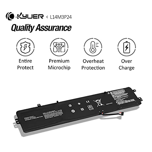 K KYUER 45WH L14M3P24 - Batería para portátil Lenovo IdeaPad Y700-14ISK 700-15ISK 700-17ISK Lenovo Legion Y520-15IKBA Y520-15IKBN L14M3P24 5B10H4 1180 L14S3P24 L16S3P24 5B10M41935 L16M3P24
