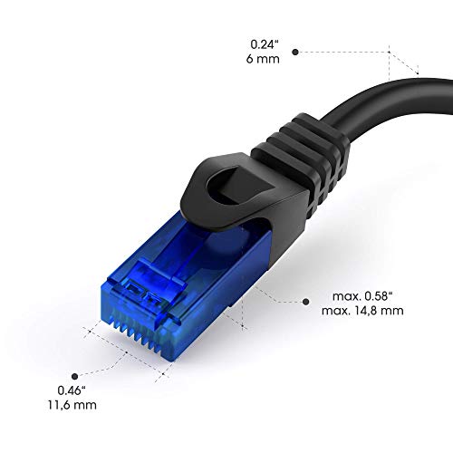 KabelDirekt – 15m – Cable de Ethernet y Cable de Parche/de Red (Conector RJ45, para máxima Velocidad de Fibra óptica, Ideal para Redes gigabit/LAN, Router/módems, Conectores Switch, Negro)