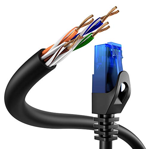 KabelDirekt – 15m – Cable de Ethernet y Cable de Parche/de Red (Conector RJ45, para máxima Velocidad de Fibra óptica, Ideal para Redes gigabit/LAN, Router/módems, Conectores Switch, Negro)