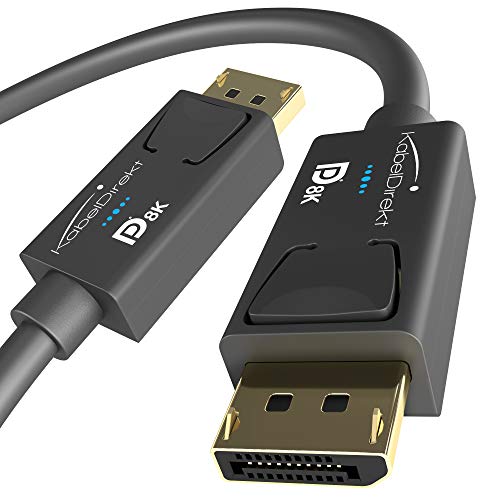 KabelDirekt – 2m – Cable DisplayPort, DP 1.4, Certificado VESA (8K@60Hz, 144Hz, HDR10 – Ideal para monitores Gaming, Freesync/G-Sync, Probado Oficialmente de Acuerdo con Las directrices VESA, Negro)
