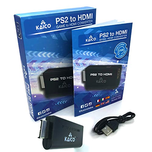 Kaico - Conversor HDMI de la Playstation 2 PS2 - PS2 a HDMI - Adaptador Conversor Componente a HDMI - Reproducir la Playstation 2 en tu TV HDMI - Adaptador Conversor HDMI Retro Gaming PS2 - HDMI - PS2