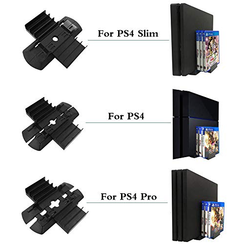 Kailisen Soporte Vertical para PS4/PS4 Slim/Pro Consola con Estante de Almacenamiento para 6 Juegos, Negro