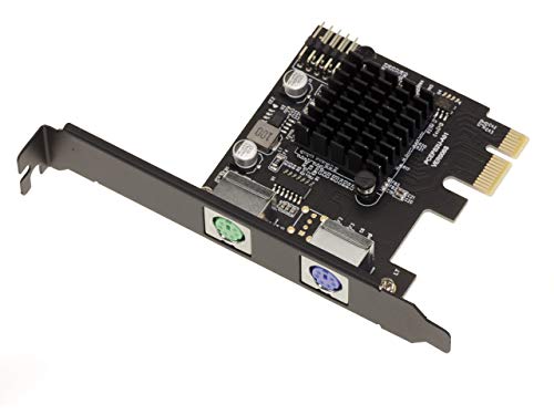 Kalea Informatique - Tarjeta PCIe de 1 x PS/2-2 puertos PS2 con ratón y 1 puerto USB 2.0 de 9 puntos internos – Chipset ASIX 9990 High/Low Profile