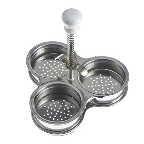 karrychen Stainless Steel Egg Poacher 3 Grid Steamer Eggs Boiler Multi Function Gadgets