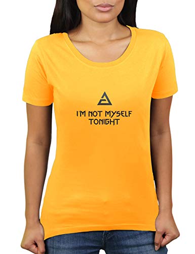 KaterLikoli I'm Not Myself Tonight - Camiseta de manga corta para mujer oro amarillo M