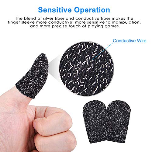 KBNIAN 6 pcs Mangas para Dedos para Juego Funda de Dedos para Jugar Anti-Sudor Dedales para Jugar al Movil Transpirable Guantes de Dedo para Juego Movil Universal para Pantalla Táctil Android iOS