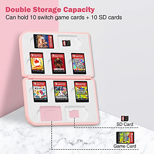 KENOBEE Funda de Tarjetas de Juegos para Nintendo Switch & Switch Lite, 10 Cartuchos Organizador Estuche para Tarjetas de Juego y Micro SD, Portátil Delgado Game Cards Borsa, (Rosa)