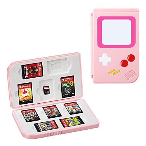 KENOBEE Funda de Tarjetas de Juegos para Nintendo Switch & Switch Lite, 10 Cartuchos Organizador Estuche para Tarjetas de Juego y Micro SD, Portátil Delgado Game Cards Borsa, (Rosa)