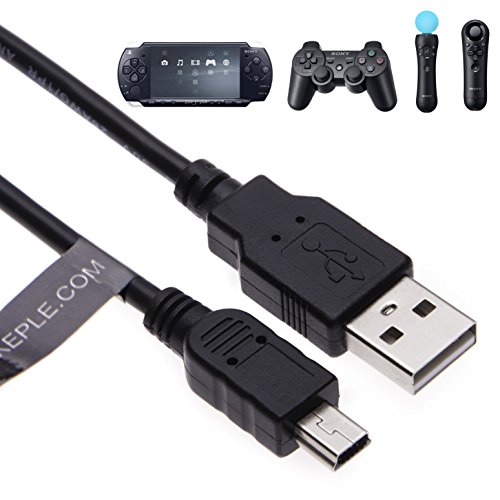 Keple USB Cable Cargar de extralargo Compatible con Sony PSP, Playstation 3, PS3 Slim,PS3 DualShock 3 Joystick Move Motion Controlador de navegación PSP 1000, 2000, 3000 (3m)