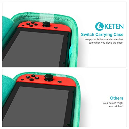 Keten - Funda de Transporte para Nintendo Switch, Funda Protectora portátil de Viaje con 19 Soportes de Cartuchos para conmutador, Consola, Joy-con y Otros Accesorios(Verde)