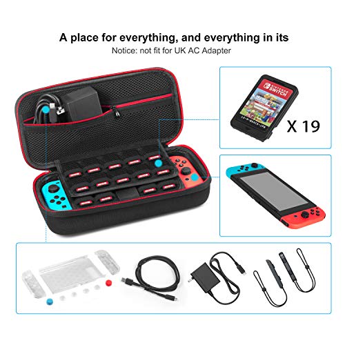 Keten Kit de Accesorios 13 en 1 para Nintendo Switch, Incluye una Funda de Transporte para Nintendo Switch/Funda Transparente/Soporte Regulable/Protector de Pantalla HD (2 Paquetes)