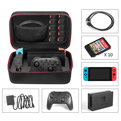 Keten Kit de Accesorios de Nintendo Switch 13 en 1, Incluye Funda de Viaje para Nintendo Switch/Funda de Interruptor Transparente, Soporte Ajustable, Protector de Pantalla HD (2 Unidades)