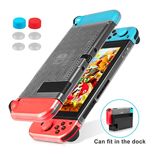 Keten Kit de Accesorios de Nintendo Switch 13 en 1, Incluye Funda de Viaje para Nintendo Switch/Funda de Interruptor Transparente, Soporte Ajustable, Protector de Pantalla HD (2 Unidades)