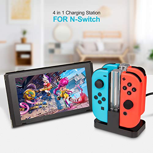 Keten Kit de Accesorios para NS Switch - Funda para Transporte/Base de Carga/Soporte/Cable de Extensión/Funda de Tarjeta/Protector de Pantalla/Agarres y Ruedas/Funda/Tapas(19 en 1)