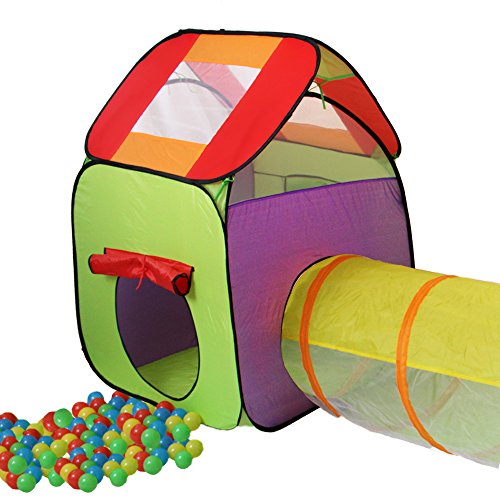 KIDUKU® 3 en 1 Iglú Infantil para Juegos / Tienda de campaña para niños + Túnel de Tela + 200 Bolas + Bolsa para Transportar – Uso Interior y Exterior
