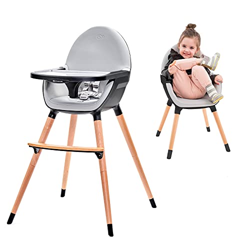 Kinderkraft Trona Bebé 2 en 1 FINI, Silla Infantil, Ajustable, Negro