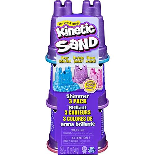 Kinetic Sand-Schimmer Sand 3er Pack 340 g-3 Farben Glitzersand für Indoor Sandspiel Arena Brillante (3 Unidades, Color no se Puede aplicar. (Spin Master 6053520)