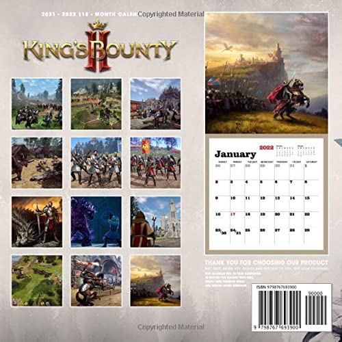 King's Bounty II Calendar 2022-2023: King's Bounty II Calendar 2022 - OFFICIAL Games calendar 2022 18 months- Planner Gifts boys girls kids and all ... 17''x11''(Kalendar Calendario Calendrier).