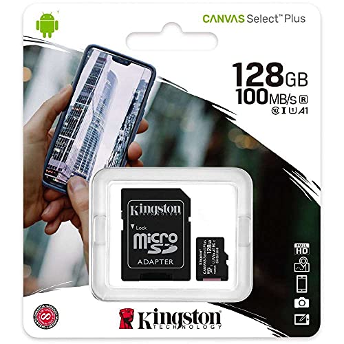 Kingston Canvas Select Plus Tarjeta microSD, SDCS2/128GB Class 10 con Adaptador SD