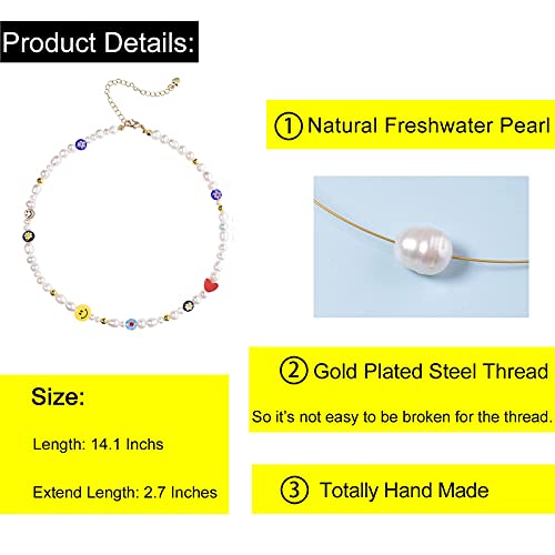 KINGVON Collar Smiley Perlas, Collar de Perlas Smiley Colorido con Cuentas Lindo Multicolor Y2k Collar para Mujeres Adolescentes Mujeres Competent
