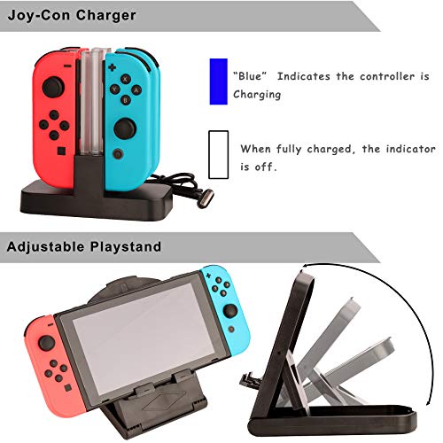 Kit Accesorios para Nintendo Switch y Nintendo Switch OLED - Funda Protector de Pantalla, Estuche De Juegos - Funda de Silicona Grips Wheel Caps para Nintendo Switch Joy-Con Mandos