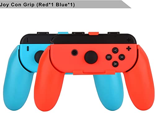 Kit Accesorios para Nintendo Switch y Nintendo Switch OLED - Funda Protector de Pantalla, Estuche De Juegos - Funda de Silicona Grips Wheel Caps para Nintendo Switch Joy-Con Mandos