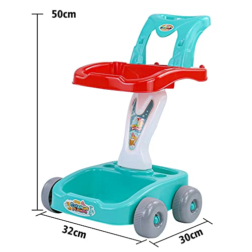 Kit de Carrito de Limpieza Juguete Bebes Juguetes Juegos de Carros de Juguetes con Escoba Fregona Juguete Cepillo y Recogedor Infantil Juego de Rol Regalo Educativos Niña Niño 3 4 5 Años