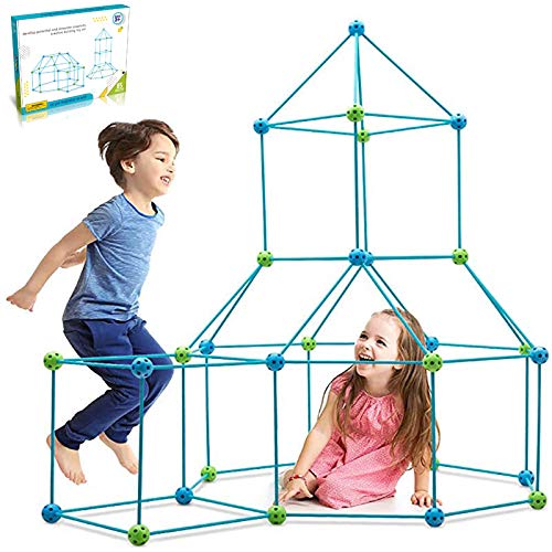 Kit De Construcción De Fuertes para Niños 3 a 12 años, Juego De Construcción para Interiores con Palos De Construcción,Túneles De Construcción De Fortalezas De Bricolaje, Tienda De Campaña (85 pcs)