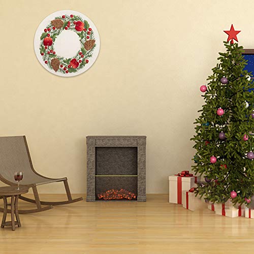 Kit de inicio de bordado, gama completa de bordado de Navidad con patrón de punto de cruz Kit de herramientas para principiantes, corona de Navidad multipatrón