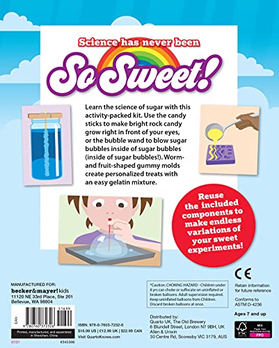 Kitchen Sugar Lab: Science Has Never Been So Sweet! 10 Sweet Experiments and Activities – Includes: a 32-page book, 1 gummy mold, 1 sugar bubble wand, 5 candy sticks, and 2 rubber latex balloons!