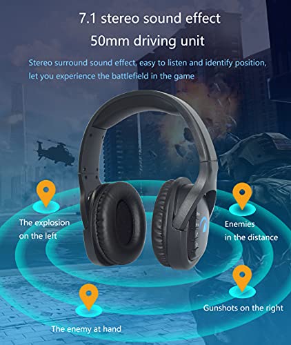 KIWAHK Xbox Headset, Znines Gaming Headset para PS4, PS5, Xbox One, Auriculares inalámbricos Bluetooth, Nintendo Switch, PC, Mac, Laptop, Over Ear Gaming Headphones, Bass Surround, Orejeras suaves