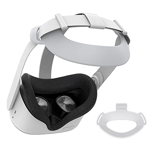 KIWI design Almohadilla para Correa Oculus Quest 2 VR, Reemplazo para Correa Elite y Accesorios para Reducir la Presión de la Cabeza para Correa Quest 2 y Soporte y Fricción Mejorados, Blanco