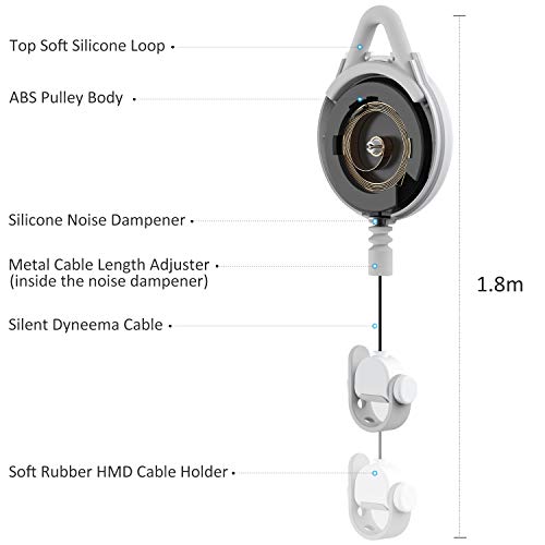 KIWI design Gestión de Cable VR, 6 Packs Sistema de Suspensión VR para HTC Vive/Pro/Oculus Rift/Oculus Rift S/Sony Playstation VR/Microsoft MR/Samsung Odyssey Accessori VR(Blanca)